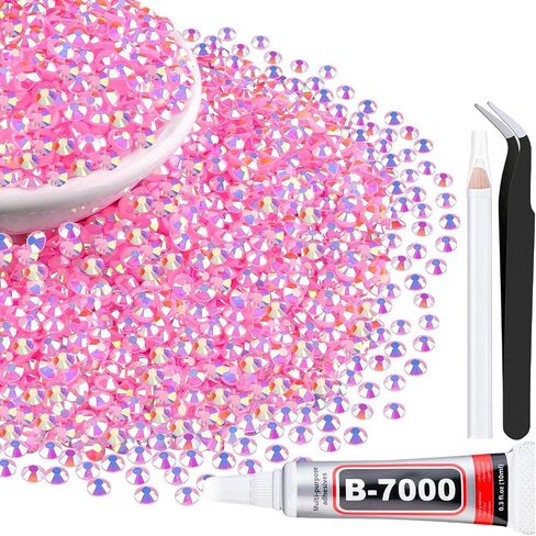 5000Pcs 4mm Resin Jelly Rhinestones with 3Pcs 10ml B7000 Jewelry Glue for Crafting, Black Non Hotfix Flatback Gems, Bedazzling Crystal Bulk for DIY Crafts Clothing Tumblers Shoes Fabric in Saudi Arabia