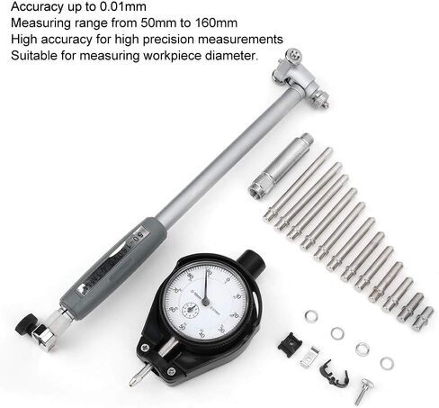 Dial Indicator Bore 50mm-160mm Measuring Tool Kit with 12 Probe - 0.01mm Accuracy Engine Hole Cylinder Measurement for Cylinder Indicator in Saudi Arabia