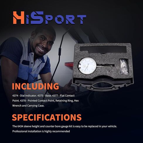 HiSport 6434 ارتفاع الكم ومقياس التجويف المضاد لجميع محركات الديزل - النطاق: 0-1.00 بوصة التخرج: 0.001 بوصة القراءة: 0-100 in Kuwait