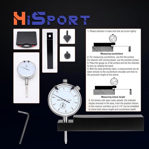 HiSport 6434 ارتفاع الكم ومقياس التجويف المضاد لجميع محركات الديزل - النطاق: 0-1.00 بوصة التخرج: 0.001 بوصة القراءة: 0-100 in Kuwait