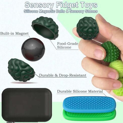 ألعاب فيدجيت للبالغين، كرات مغناطيسية من السيليكون وأحجار حسية، 6 قطع من الألعاب الحسية لتخفيف التوتر من أجل التوحد واضطراب فرط الحركة ونقص الانتباه والقلق، ألعاب مكتب المكتب، مواد تخزين للبالغين والمراهقين in Kuwait