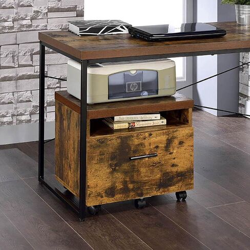 Weathered Oak and Black 1-Drawer File Cabinet in Saudi Arabia