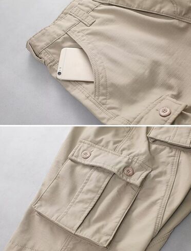 Men's Fleece Lined Camo Hiking Tactical Ripstop Pants Winter Outdoor Work Cargo Pants with 8 Pockets(No Belt) in Kuwait