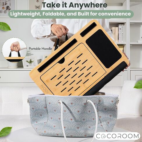 Lap Desk for Laptop – Bed Desk Tray Table with Cushion, 5 Angles, Phone & Tablet Holder, Mouse Pad & Ventilation – Laptop Stand, Lap Table, Couch Desk for 15"-17" Laptops (Black) in Saudi Arabia