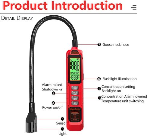 High Sensitivity Halogen Freon Leak Detector with UV Light Probe - Heated Diode Sensor for RV AC Refrigerant Repair, Air Conditioning Leak Detection Tool in Saudi Arabia