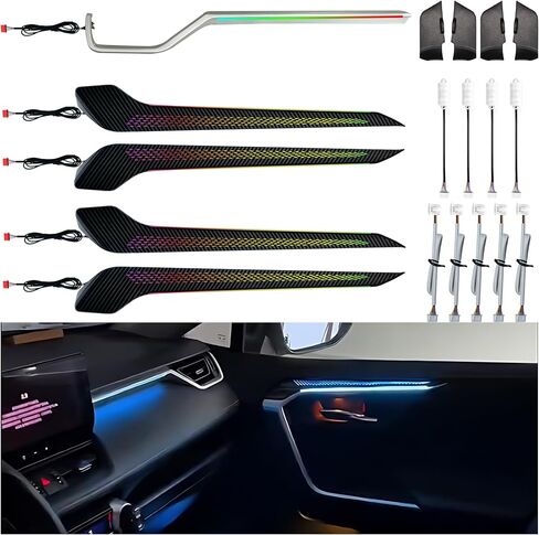 Interior Ambient Lighting Kit for Toyota RAV4 (2020-2024) - Door, Passenger Dash Trim, Footwell, Door Handle & Storage Box Light - Multi-Color Customizable Car Decor in Saudi Arabia