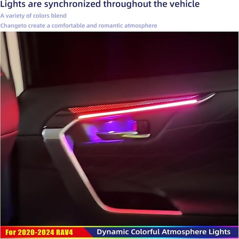 Interior Ambient Lighting Kit for Toyota RAV4 (2020-2024) - Door, Passenger Dash Trim, Footwell, Door Handle & Storage Box Light - Multi-Color Customizable Car Decor in Saudi Arabia