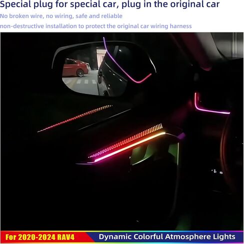 Interior Ambient Lighting Kit for Toyota RAV4 (2020-2024) - Door, Passenger Dash Trim, Footwell, Door Handle & Storage Box Light - Multi-Color Customizable Car Decor in Saudi Arabia