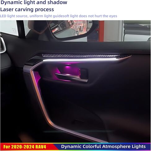 Interior Ambient Lighting Kit for Toyota RAV4 (2020-2024) - Door, Passenger Dash Trim, Footwell, Door Handle & Storage Box Light - Multi-Color Customizable Car Decor in Saudi Arabia