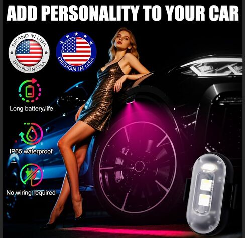 Wireless LED Lights for Car, Wireless Rock Lights with 8 Colors 10 Modes,Led Strobe Warning Light, Motorcycles, Boats, Camping, Bikes, Drones，Design in USA in Saudi Arabia
