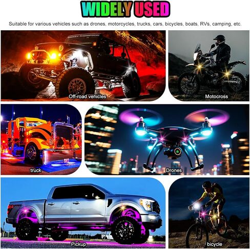 Wireless LED Lights for Car, Wireless Rock Lights with 8 Colors 10 Modes,Led Strobe Warning Light, Motorcycles, Boats, Camping, Bikes, Drones，Design in USA in Saudi Arabia