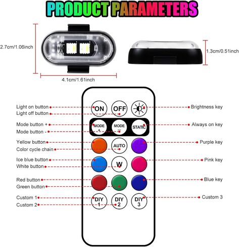 Wireless LED Lights for Car, Wireless Rock Lights with 8 Colors 10 Modes,Led Strobe Warning Light, Motorcycles, Boats, Camping, Bikes, Drones，Design in USA in Saudi Arabia