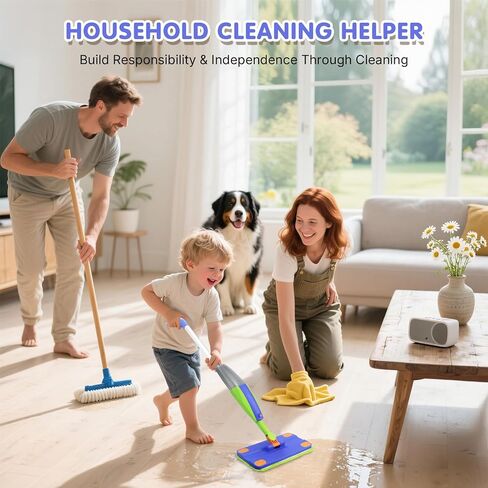 ممسحة رش للأطفال، مجموعة تنظيف حقيقية للأطفال الصغار، ممسحة صغيرة، مكنسة كهربائية للأطفال - زجاجة رش، مكشطة، وسادات من الألياف الدقيقة قابلة للغسل، مجموعة ألعاب تنظيف مونتيسوري، لعبة للأطفال الصغار من سن 3 سنوات فما فوق in Kuwait