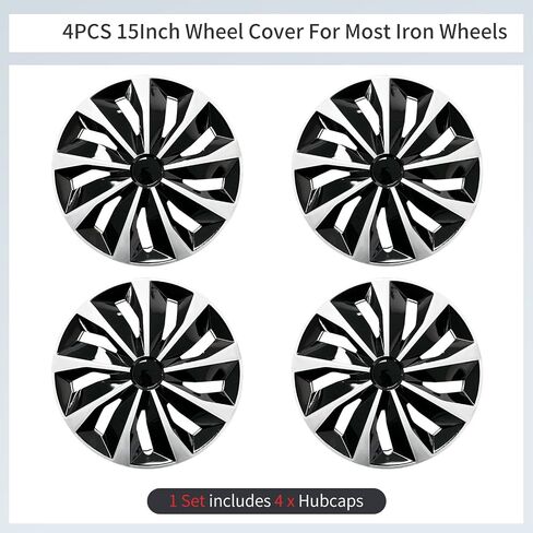 15 بوصة Hubcaps مجموعة من 4 لحافة الحديد، غطاء عجلة القيادة محور السيارة قبعات غطاء حافة العجلة ABS البلاستيك استبدال Hubcap الملحقات للسيارة in Kuwait