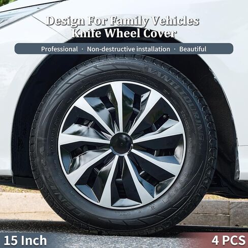 15 بوصة Hubcaps مجموعة من 4 لحافة الحديد، غطاء عجلة القيادة محور السيارة قبعات غطاء حافة العجلة ABS البلاستيك استبدال Hubcap الملحقات للسيارة in Kuwait