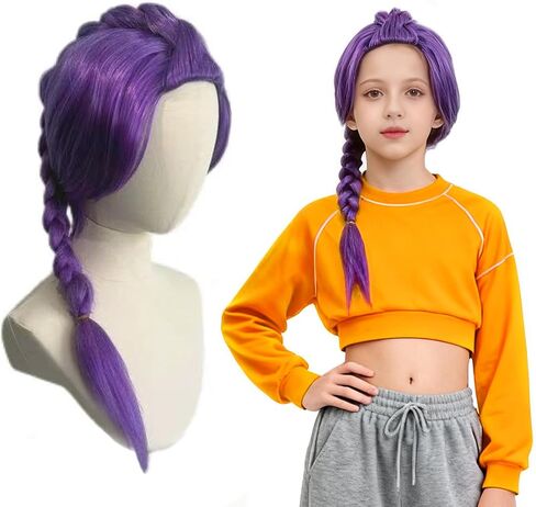 ONLOOKERS 23/35 Inches Long Purple Braided Wig, Girls Anime Cosplay Hair Extensions for Halloween Costume Party (Purple, 23 Inch) in Saudi Arabia