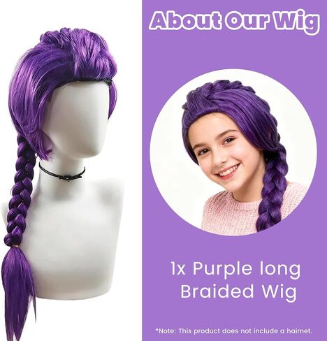 ONLOOKERS 23/35 Inches Long Purple Braided Wig, Girls Anime Cosplay Hair Extensions for Halloween Costume Party (Purple, 23 Inch) in Saudi Arabia