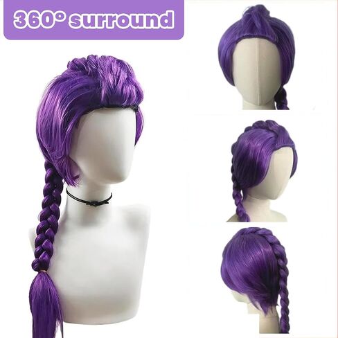 ONLOOKERS 23/35 Inches Long Purple Braided Wig, Girls Anime Cosplay Hair Extensions for Halloween Costume Party (Purple, 23 Inch) in Saudi Arabia