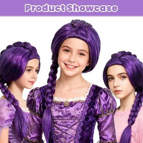 ONLOOKERS 23/35 Inches Long Purple Braided Wig, Girls Anime Cosplay Hair Extensions for Halloween Costume Party (Purple, 23 Inch) in Saudi Arabia