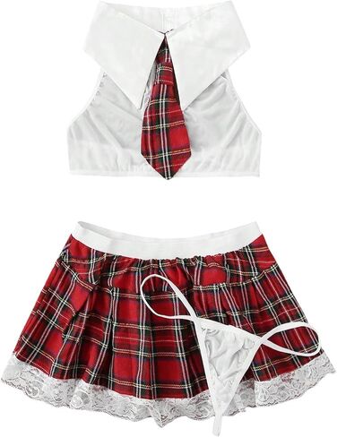 WDIRARA Women's 3 Pieces Sailor Costume Cosplay Striped Crop Top with Shorts Lingerie Set in Saudi Arabia