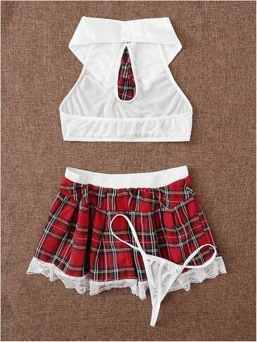 WDIRARA Women's 3 Pieces Sailor Costume Cosplay Striped Crop Top with Shorts Lingerie Set in Saudi Arabia