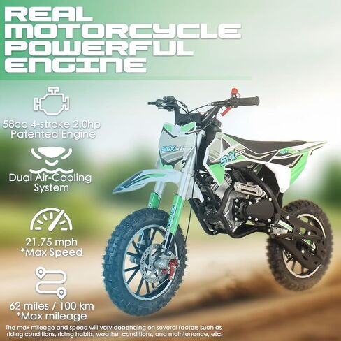 SYX MOTO 60cc Dirt Bike for Kids, Gas Powered Mini Dirt Bike, Pull Start 4 Stroke Off Road Mini Motorcycle, Trail Bike with Speeds up to 22 MPH, Weight Support Up to 143 LBS (Red, 60cc) in Saudi Arabia