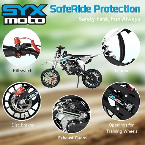 SYX MOTO 60cc Dirt Bike for Kids, Gas Powered Mini Dirt Bike, Pull Start 4 Stroke Off Road Mini Motorcycle, Trail Bike with Speeds up to 22 MPH, Weight Support Up to 143 LBS (Red, 60cc) in Saudi Arabia