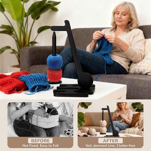 Yarn Holder for Crocheting - Wooden Magnetic Yarn Holder Spinner for Knitting - Unique Gifts for Crochet Lovers, Music Lovers, Christmas, Birthday - Black in Saudi Arabia