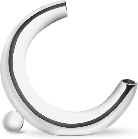 nambe Solarium Half Moon Vase | Lunar-Inspired Floral Décor | 9.5" x 5" Moon Phase Flower Vase | Wedding, Party, Home, and Office Decor | Designed by Dana D'Amico (Silver) in Saudi Arabia