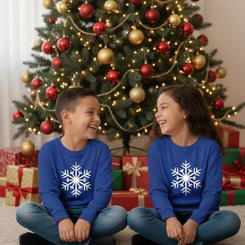 Tstars Big White Snowflake Kids Long Sleeve T-Shirt Ugly Christmas Sweater Style 4T in Saudi Arabia