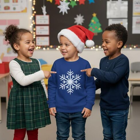 Tstars Big White Snowflake Kids Long Sleeve T-Shirt Ugly Christmas Sweater Style 4T in Saudi Arabia