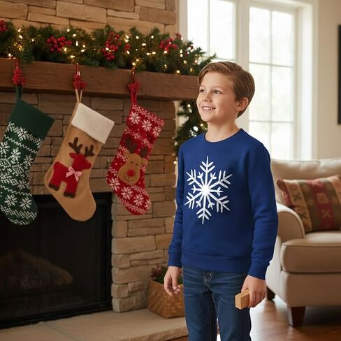 Tstars Big White Snowflake Kids Long Sleeve T-Shirt Ugly Christmas Sweater Style 4T in Saudi Arabia