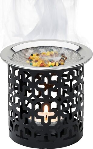 Black Iron Incense Burner with Sieve Height 3.15 inch [Handmade] for Burning Incense with a Tealight in Kuwait