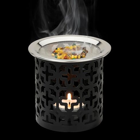 Black Iron Incense Burner with Sieve Height 3.15 inch [Handmade] for Burning Incense with a Tealight in Kuwait