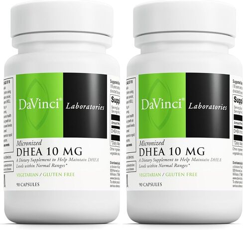 DAVINCI Labs Micronized DHEA 10mg - يساعد على دعم الشيخوخة الصحية، وتوازن الهرمونات، وصحة الدماغ، ووظيفة الغدة الدرقية والمزيد - نباتي، خالي من الغلوتين - 90 كبسولة in Saudi Arabia