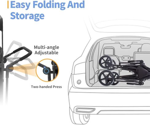 Stroller Wagon for 4 Kids, Wagon Stroller Featuring 4 High Seat with 5-Point Harnesses and Adjustable Canopy, Foldable Double Push Bar Stroller for Garden, Camping (Black) in Saudi Arabia