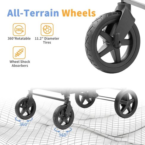 Stroller Wagon for 4 Kids, Wagon Stroller Featuring 4 High Seat with 5-Point Harnesses and Adjustable Canopy, Foldable Double Push Bar Stroller for Garden, Camping (Black) in Saudi Arabia
