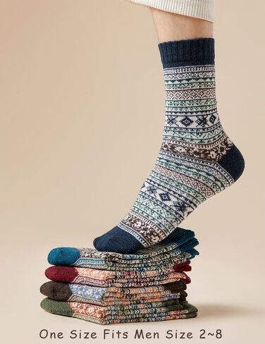 Men’s Winter Socks Crew Cabin Warm Thick Knit Cozy Soft Casual Vintage Winter Wool Cotton Athletic Casual Gifts Man Sock in Saudi Arabia