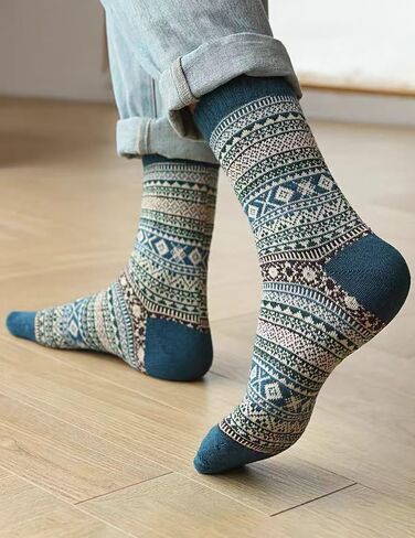 Men’s Winter Socks Crew Cabin Warm Thick Knit Cozy Soft Casual Vintage Winter Wool Cotton Athletic Casual Gifts Man Sock in Saudi Arabia