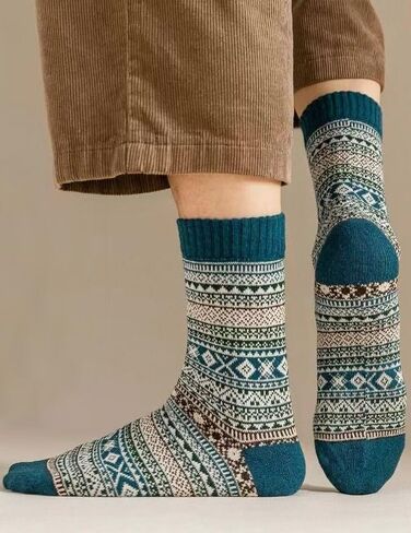 Men’s Winter Socks Crew Cabin Warm Thick Knit Cozy Soft Casual Vintage Winter Wool Cotton Athletic Casual Gifts Man Sock in Saudi Arabia