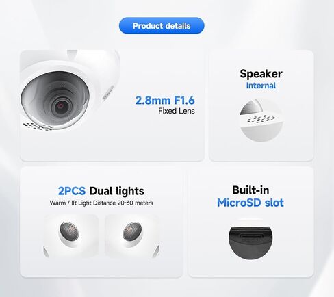HikVision/Uniview Compatible HD 4MP SonyStarvis Sensor IP Camera Colorvu PoE Turret Dome with Microphone, 24/7 Full Time Color at Night, Weatherproof IP67 Indoor Outdoor Wide Angle 2.8mm in Kuwait