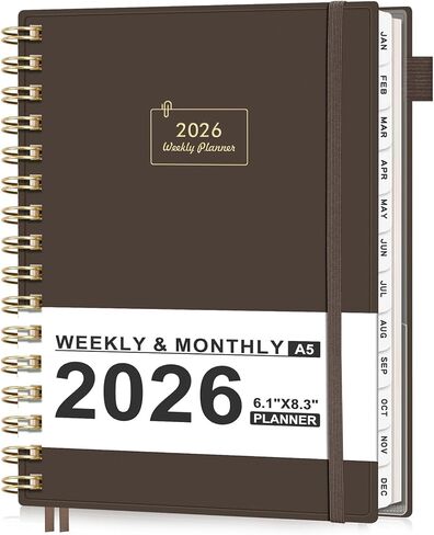 مخطط AHGXG 2026، أسبوعي وشهري، يناير 2026 - ديسمبر 2026، 12 شهرًا، 2026 كتاب مخطط التقويم مع علامات تبويب للرجال والنساء واللوازم المكتبية المنزلية والمدرسة، A5 (6 بوصة × 8.38 بوصة)، أسود in Kuwait