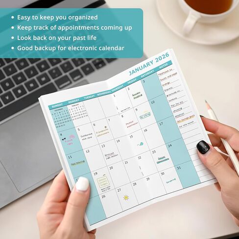 Pocket Calendar 2026-2027 for Purse, Two Year Monthly Planner Pocket Size, Jan 2026 to Dec 2027 Monthly Planner Small Size (6.5" x 3.5") - Black in Kuwait
