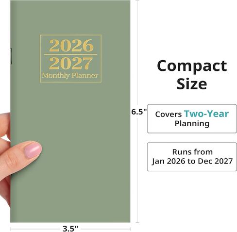 Pocket Calendar 2026-2027 for Purse, Two Year Monthly Planner Pocket Size, Jan 2026 to Dec 2027 Monthly Planner Small Size (6.5" x 3.5") - Black in Kuwait