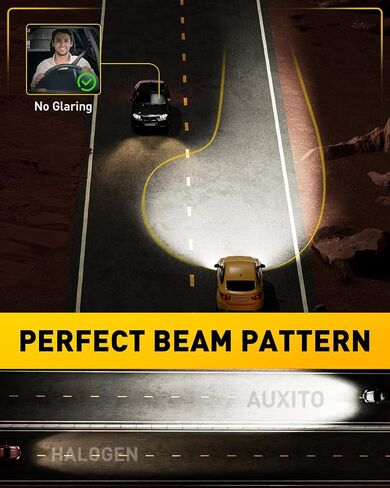 AUXITO H11B LED Bulbs, 600% Brighter Ultra-Bright, Plug N Play, Long Lifespan, No Flicker, 98% Compatibility, 2PCS in Kuwait