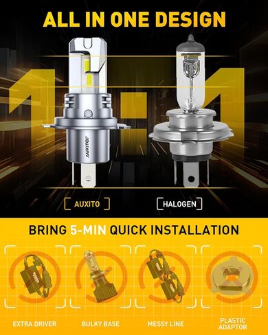 AUXITO H11B LED Bulbs, 600% Brighter Ultra-Bright, Plug N Play, Long Lifespan, No Flicker, 98% Compatibility, 2PCS in Kuwait