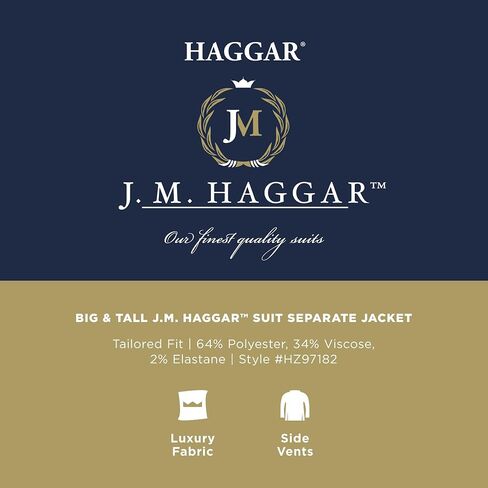 Haggar Men's Big and Tall Premium Tailored Fit Suit Separate, Blue BT-Pant, 50W x 32L in Saudi Arabia