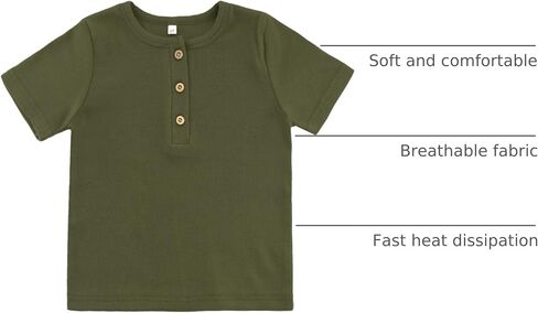 POBIDIBY Boys Short Sleeve Shirt with 3 Button, Henley Shirt for Boys & Girls, Polo Shirt Without Collar in Saudi Arabia