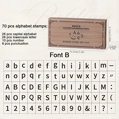 Rubber Stamp Letters Alphabets, 70 pcs Alphabet Mini Stamps for Pottery Vintage Wooden Number and Letter Symbol for Clay Crafts, Card Making, Painting (Font D) in Saudi Arabia