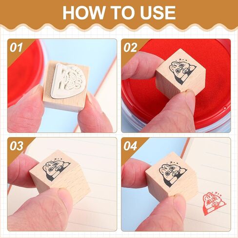 MECCANIXITY Wooden Rubber Stamp Set, 0.6" x 0.6" x 1" Decorative Wood Rubber Stamps for DIY Crafting Scrapbooking Diary Planner Journals Cards, Pack of 25 (Mood) in Saudi Arabia